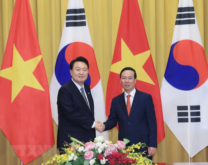 [Photo] Chủ tịch nước Võ Văn Thưởng chủ trì Lễ đón Tổng thống Hàn Quốc - Ảnh 4.