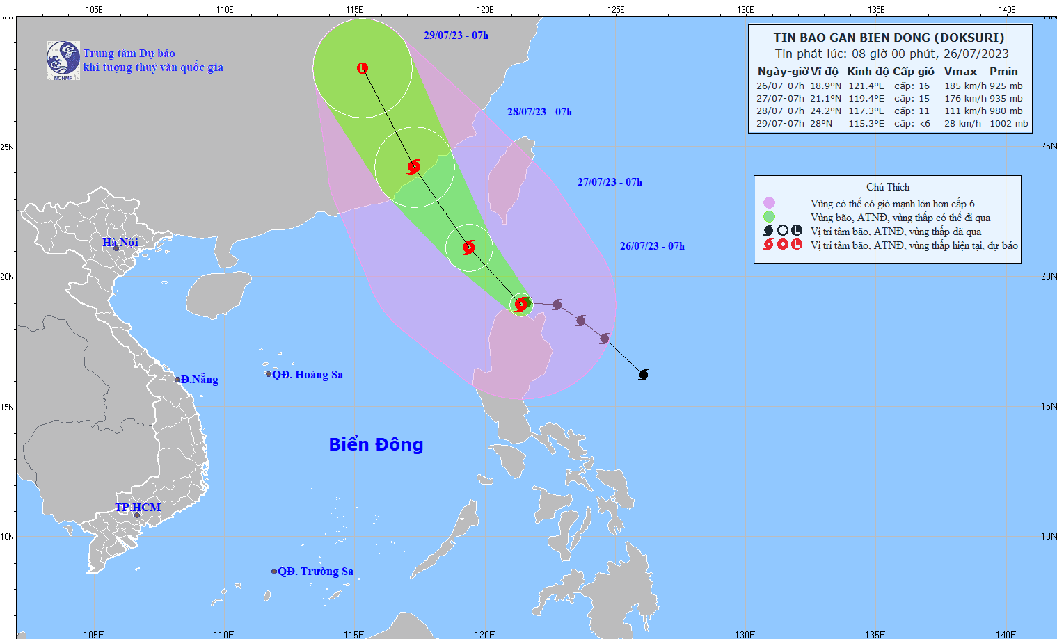 Bão Doksuri giật trên cấp 17 sẽ vào Biển Đông trong đêm nay - Ảnh 2.
