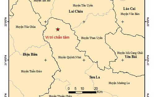 Hôm nay xảy ra 3 trận động đất ở Sơn La và Kon Tum gây rung lắc nhẹ