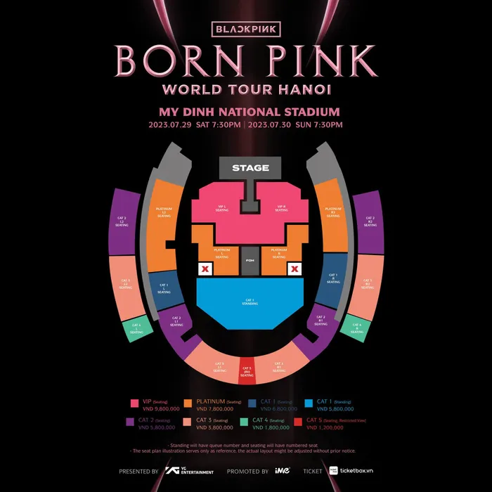 Chính thức công bố sơ đồ sân khấu và giá vé concert BlackPink tại Hà Nội