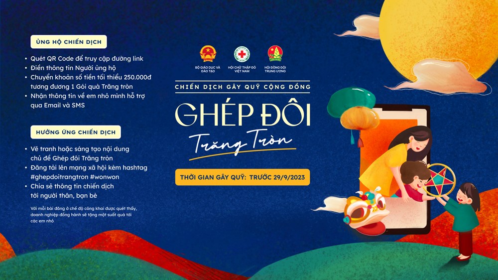 Chiến dịch “Ghép đôi trăng tròn” gây quỹ cho 1000 suất quà tới trẻ em nghèo trung thu 2023 - Ảnh 1.