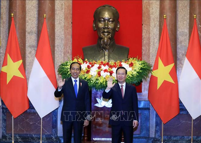 Chủ tịch nước chủ trì lễ đón Tổng thống Indonesia thăm cấp Nhà nước tới Việt Nam- Ảnh 7.