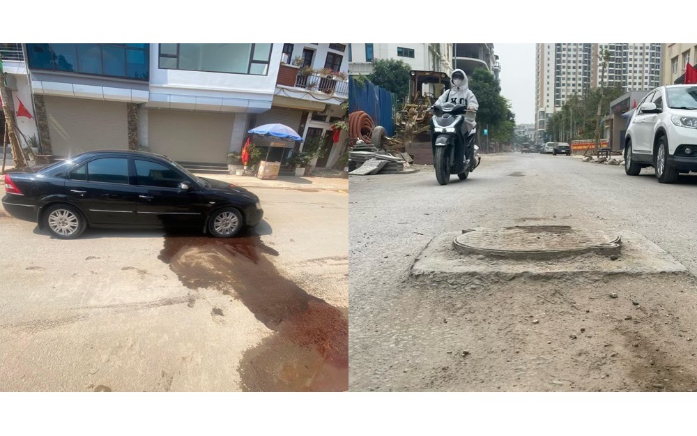 Người dân khốn khổ khi lưu thông qua đoạn đường đang thi công ở Hà Nội