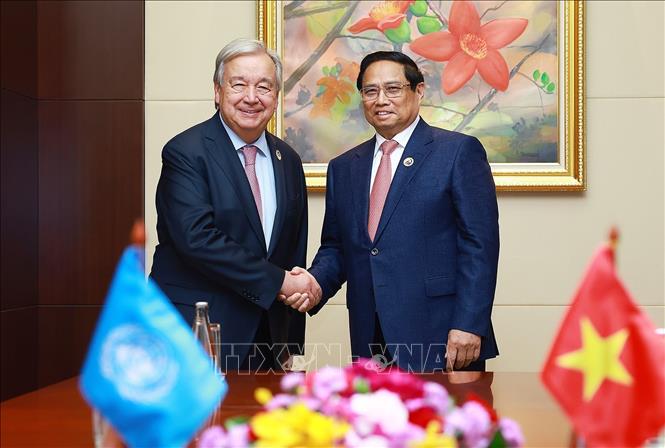 Thủ tướng Phạm Minh Chính gặp Tổng Thư ký Liên hợp quốc Antonio Guterres- Ảnh 1.