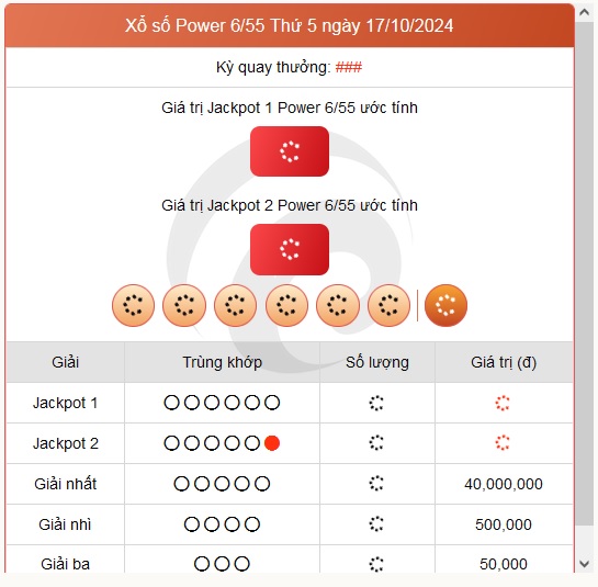 Vietlott 17/10 - Kết quả xổ số Vietlott hôm nay 17/10/2024 - Xổ số Power 6/55 ngày 17/10- Ảnh 1.