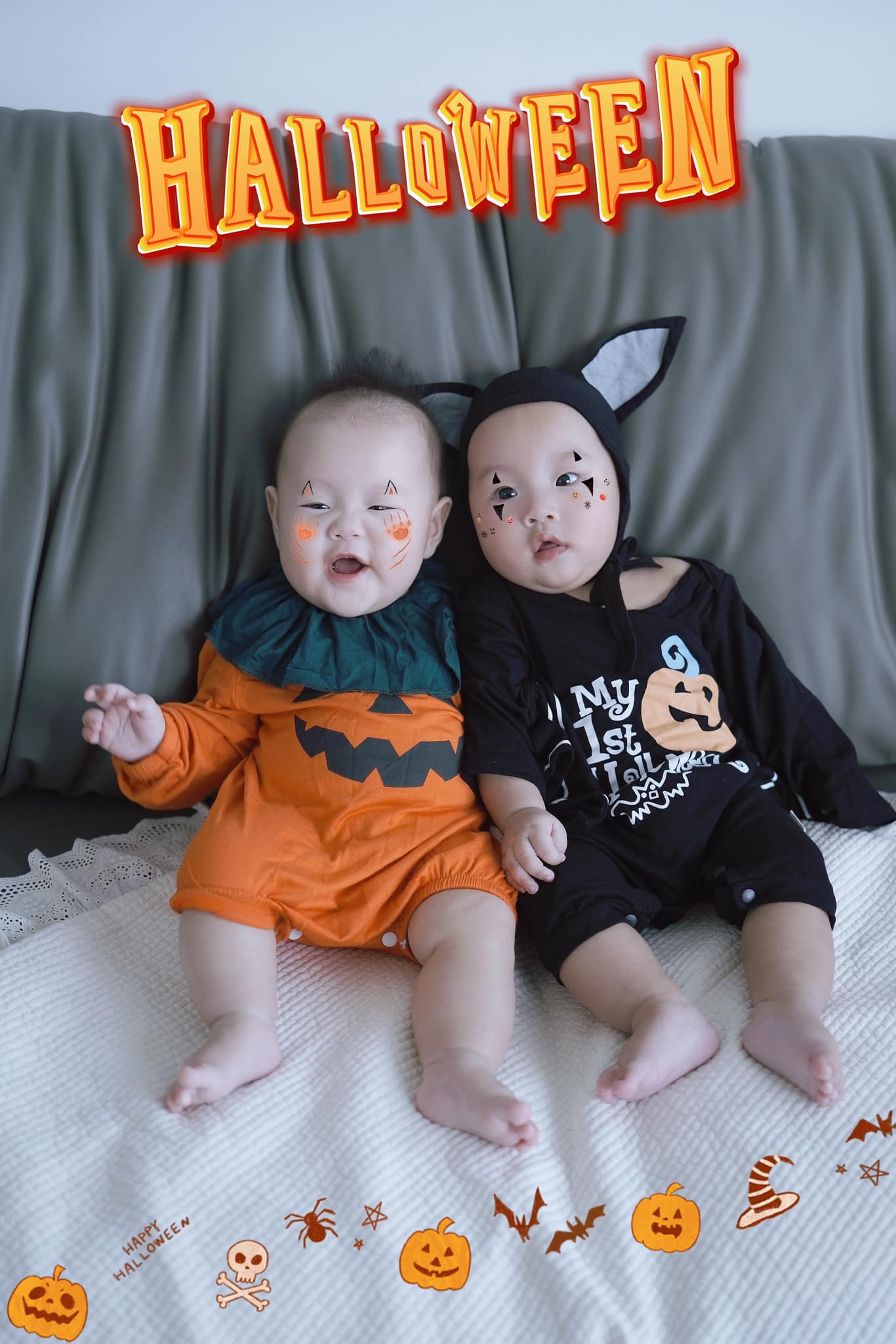 Hình ảnh Halloween cưng xỉu của cặp song sinh nhà Phương Oanh- Ảnh 1.