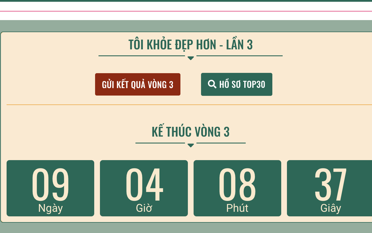 Ứng viên TÔI KHỎE ĐẸP HƠN lưu ý: Gửi kết quả Vòng 3 trước 24h00 ngày 17/12