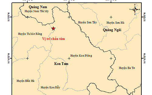 Lại động đất liên tiếp ở Quảng Nam và Kon Tum