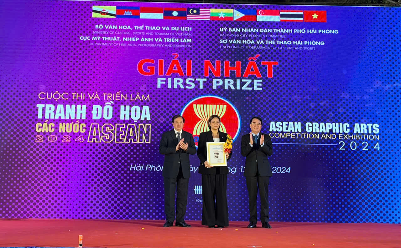 Triển lãm tranh Đồ hoạ các nước ASEAN 2024 thu hút 151 tác phẩm độc đáo đến từ 10 quốc gia- Ảnh 3.