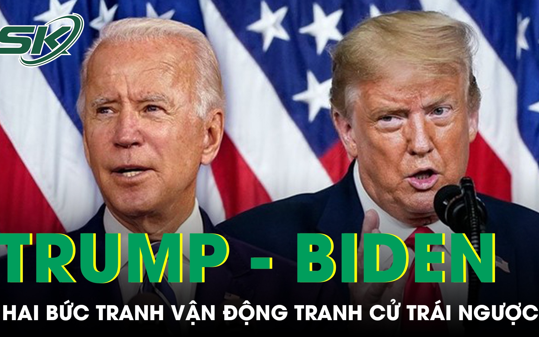 Hai bức tranh vận động tranh cử trái ngược của ông Trump và ông Biden