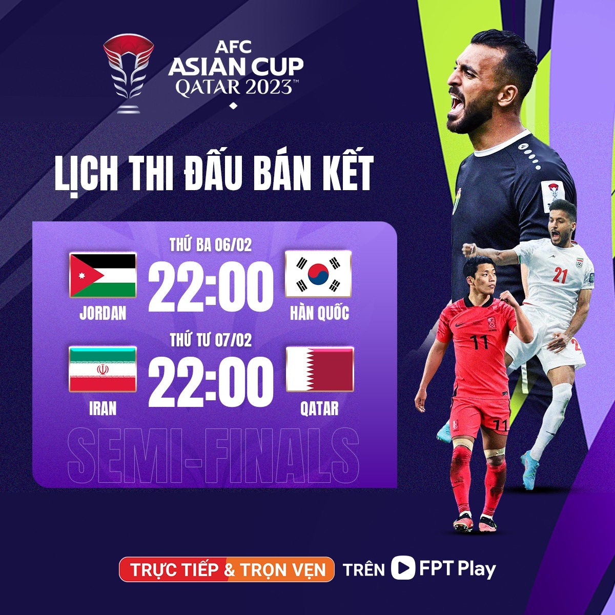 Lịch thi đấu bóng đá hôm nay 6/2: Bán kết Asian Cup 2023 rực lửa- Ảnh 1.