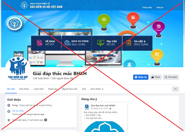Cảnh báo tiếp tục xuất hiện FanPage giả mạo BHXH Việt Nam để lừa đảo, chiếm đoạt tài sản - Ảnh 1.