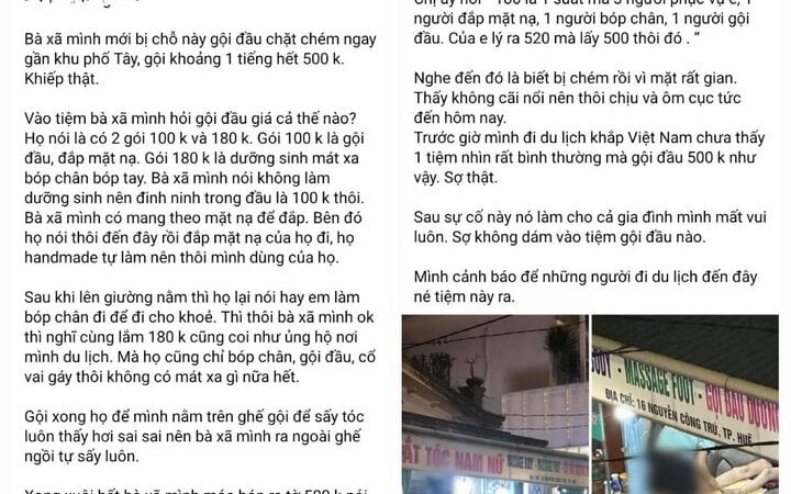 'Tuýt còi' cơ sở lấy 500.000 đồng cho một giờ gội đầu ở Huế