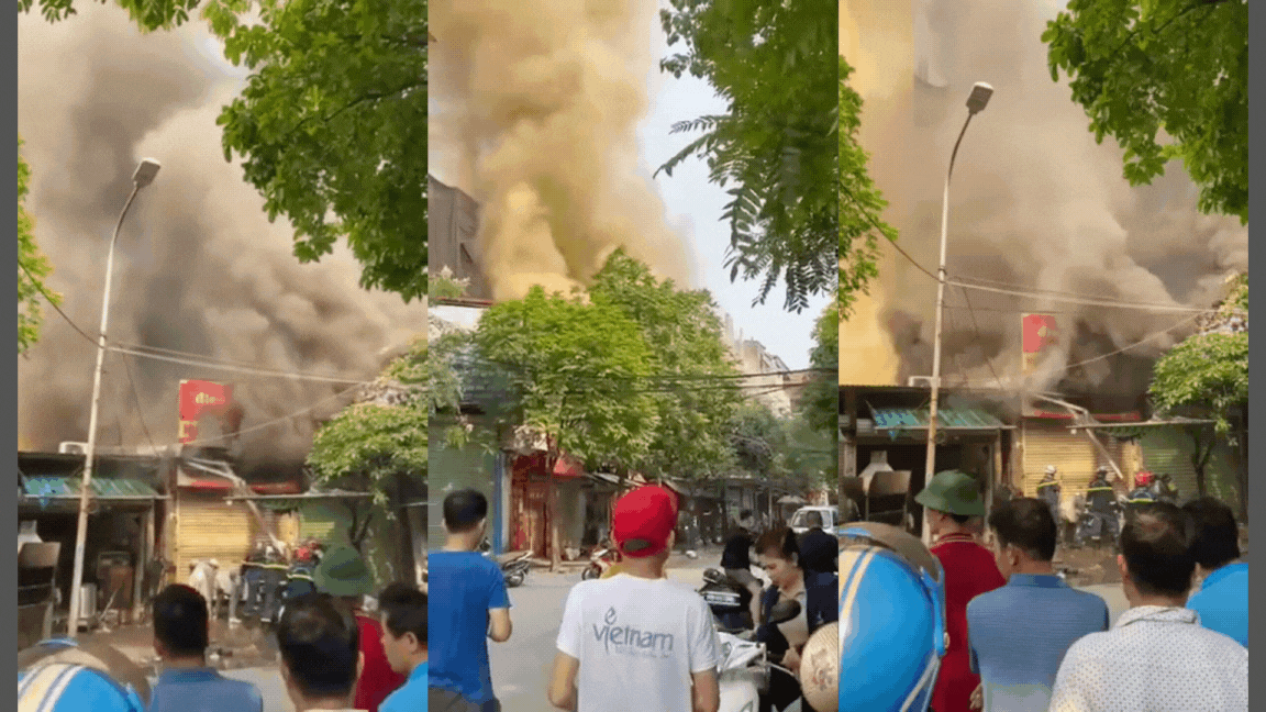 Cháy lớn tại dãy hàng quán kinh doanh gần chợ Xuân Đỉnh, Hà Nội- Ảnh 2.