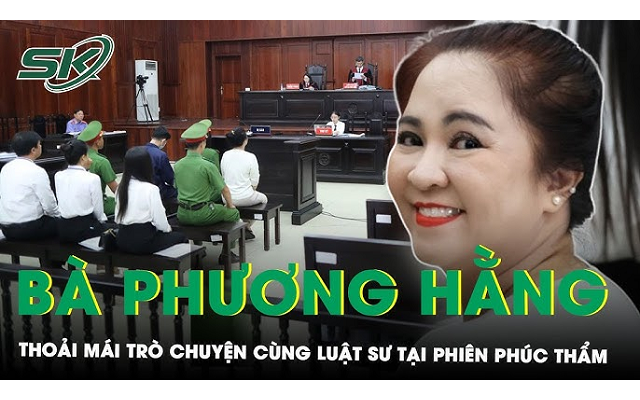 Hình ảnh bà Nguyễn Phương Hằng mặc áo trắng, tóc búi cao tại phiên tòa phúc thẩm