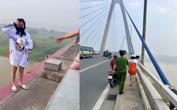Giận hờn bạn trai, cô gái lên cầu Nhật Tân định quyên sinh