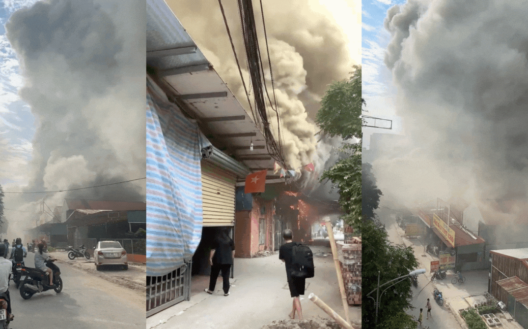 Video cháy lớn tại Bắc Ninh, cột khói khổng lồ bốc cao hàng trăm mét