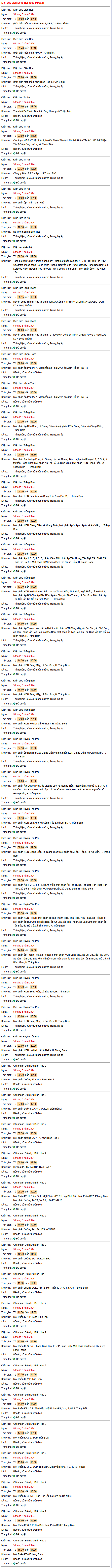 Lịch cúp điện Đồng Nai ngày 4-5/5: Nhiều khu dân cư bị cúp điện 2 ngày cuối tuần- Ảnh 2. Lịch cúp điện Đồng Nai ngày 4-5/5: Nhiều khu dân cư bị cúp điện 2 ngày cuối tuần- Ảnh 2.
