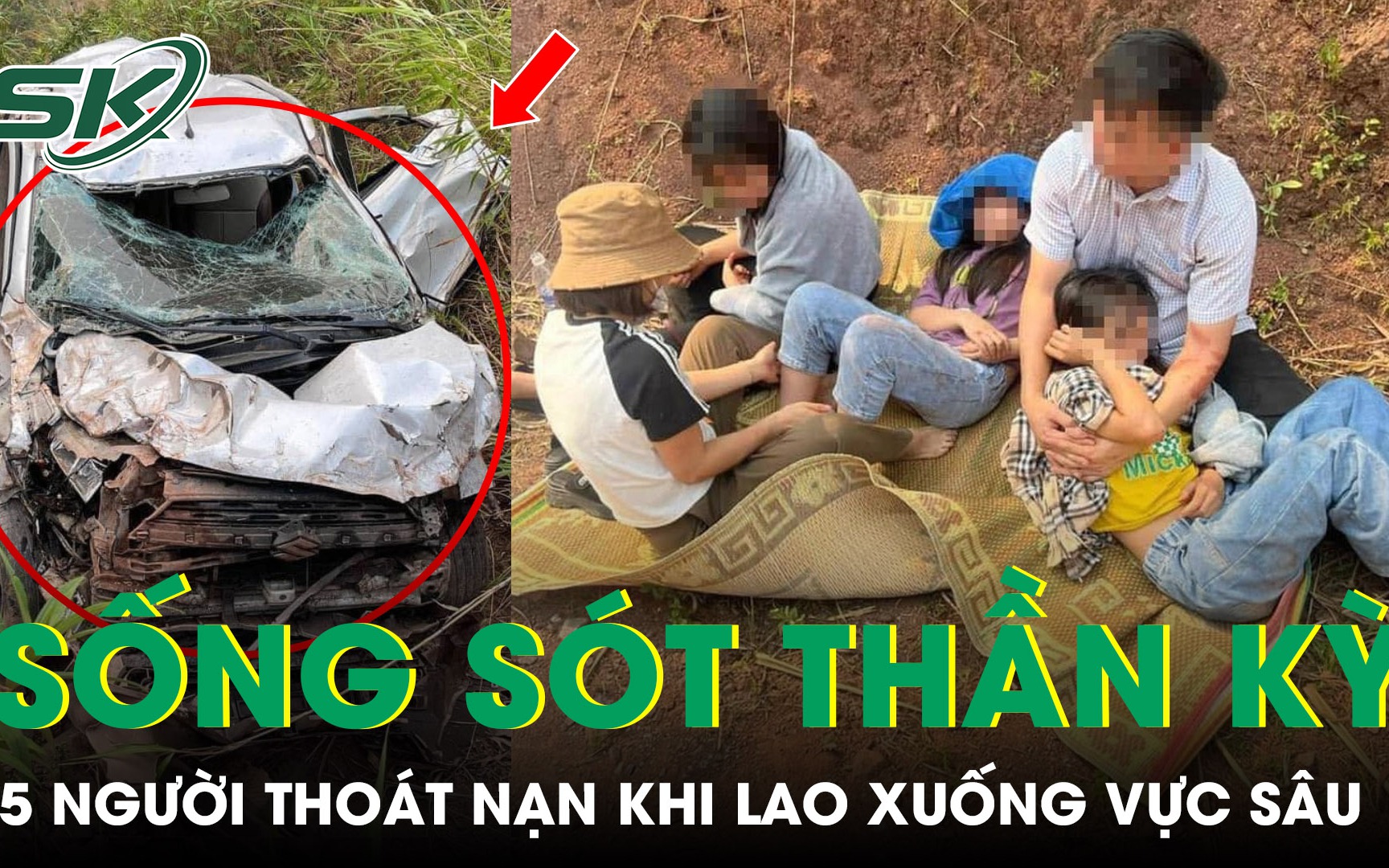 Ô tô mất lái lao xuống vực sâu, 5 người trong gia đình thoát nạn thần kỳ