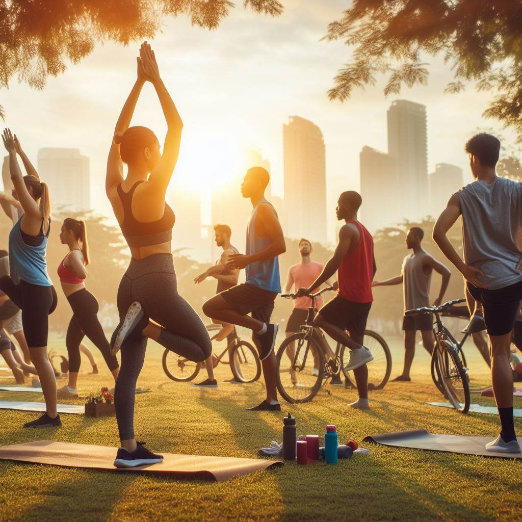 people exercising in the park