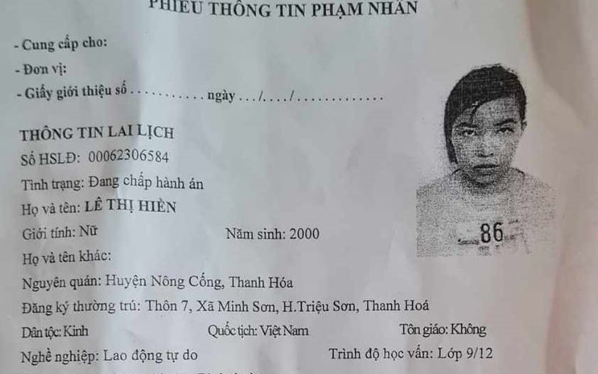 Nữ phạm nhân bị bắt sau ít giờ trốn trại