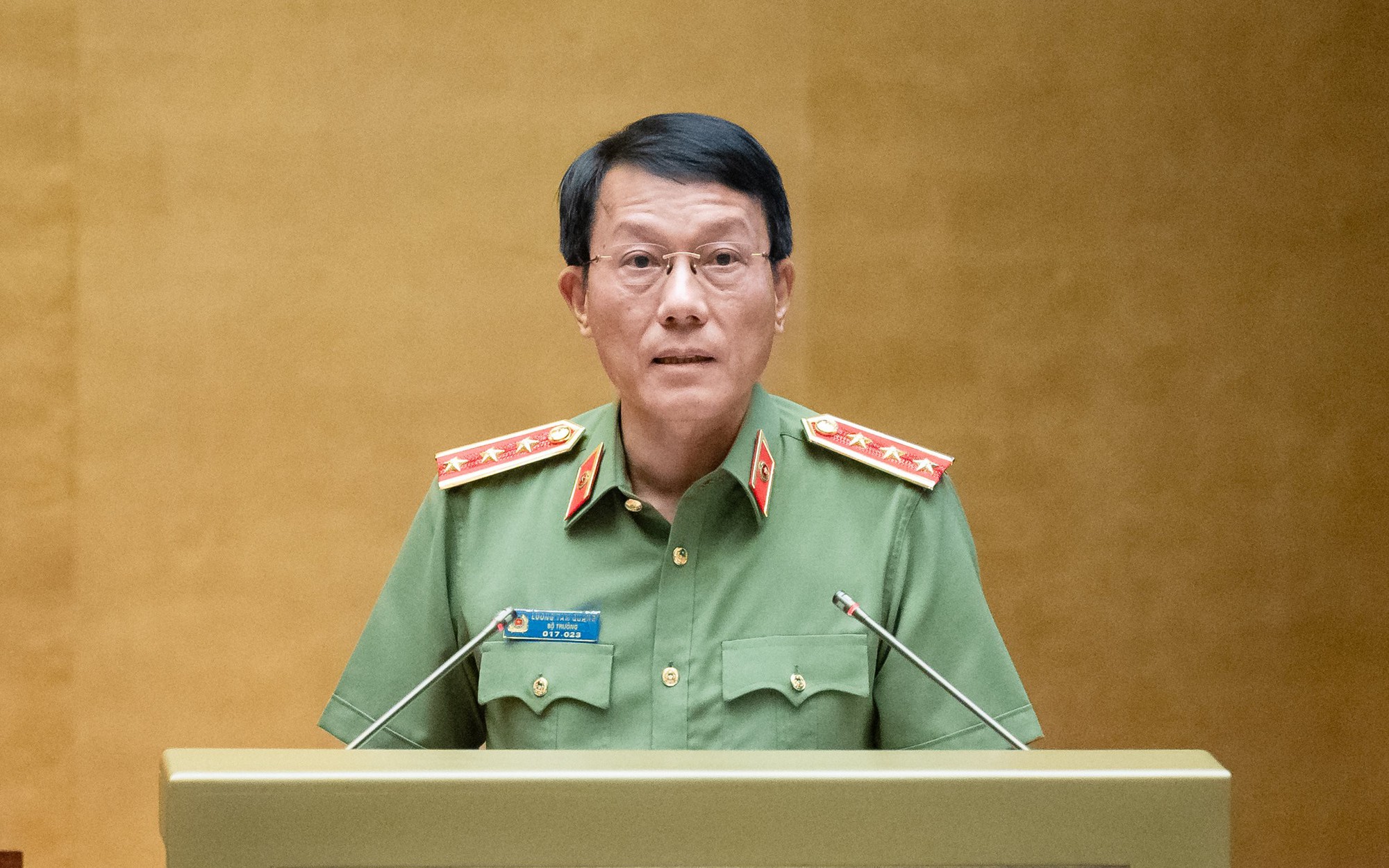 Bộ trưởng Bộ Công an Lương Tam Quang trình dự thảo Luật Phòng, chống mua bán người (sửa đổi)