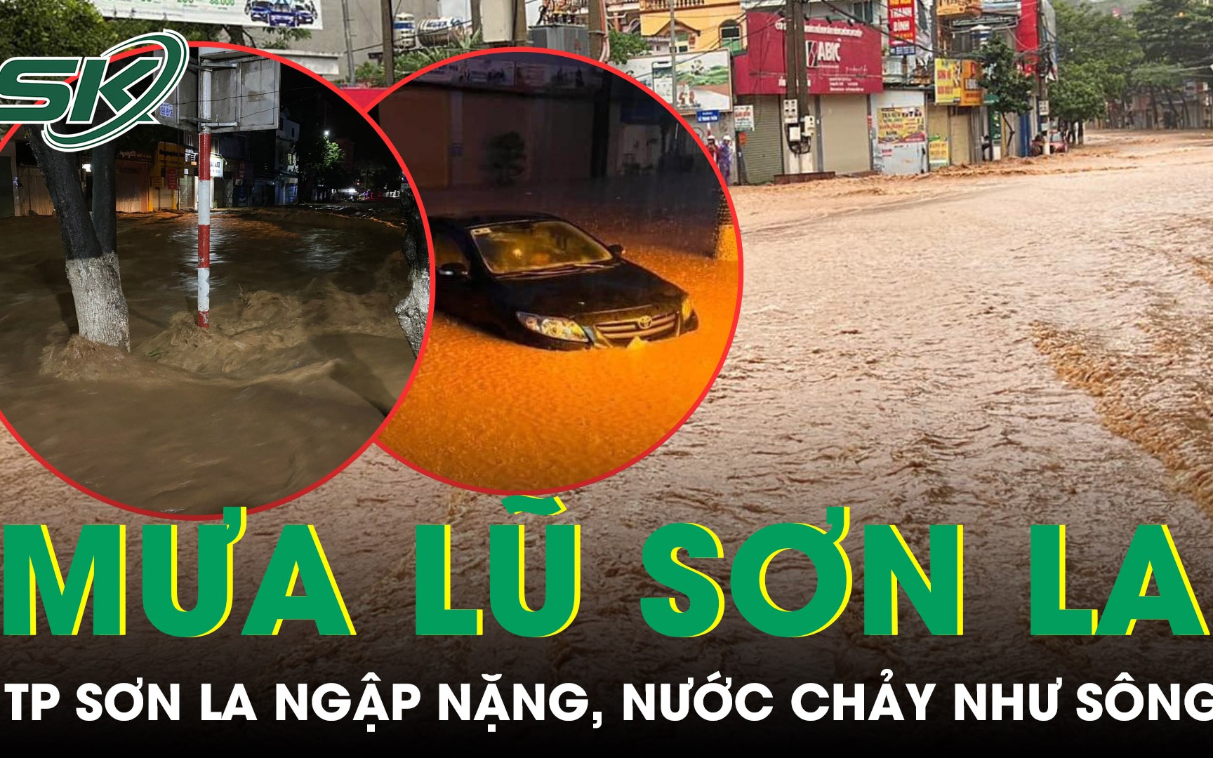 Sơn La mưa lớn trong đêm, lũ lên gây ngập nặng, nước chảy như sông