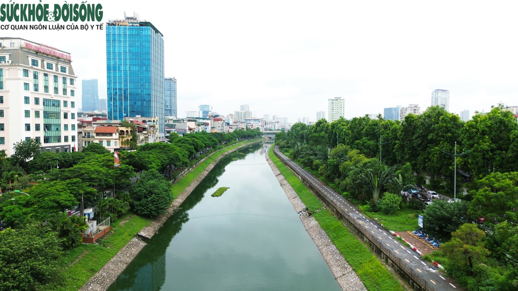 Nước sông Tô Lịch lại chuyển sang màu xanh lạ mắt- Ảnh 4.