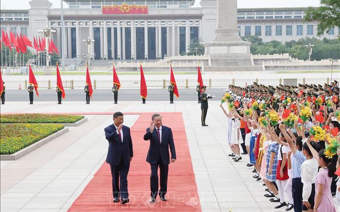 Lễ đón Tổng Bí thư, Chủ tịch nước Tô Lâm và Phu nhân thăm cấp Nhà nước tới Trung Quốc