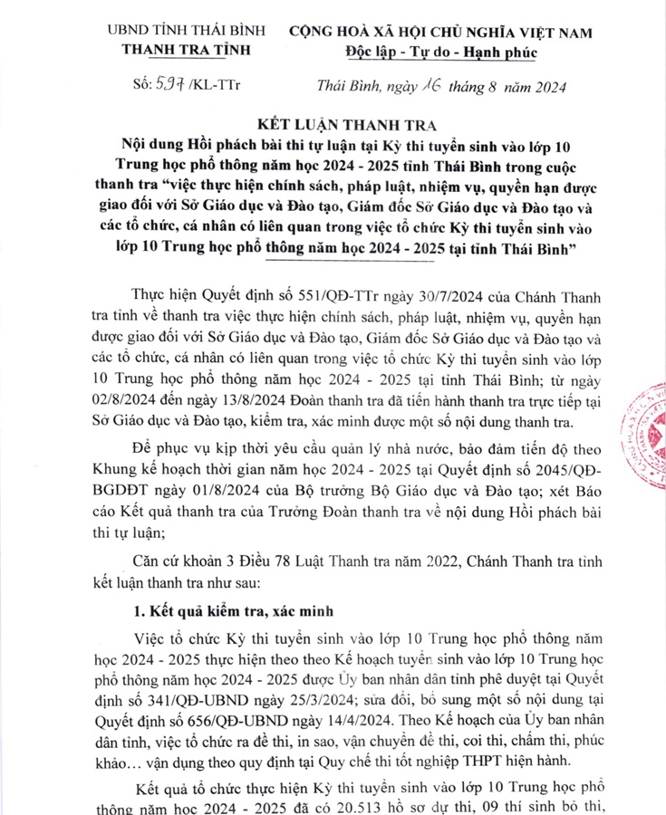 Vụ gần 2.800 bài thi tự luận bị sai điểm: Số học sinh từ đỗ thành trượt xử lý thế nào?- Ảnh 2.