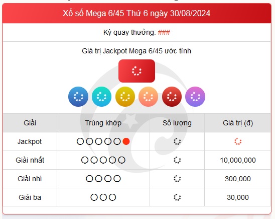 Vietlott 30/8 - Kết quả xổ số Vietlott hôm nay 30/8/2024 - Xổ số Mega 6/45 ngày 30/8- Ảnh 1.
