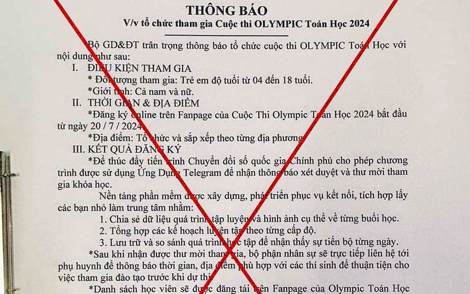 Giả mạo Bộ GD&ĐT lừa thi Olympic Toán học