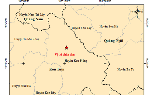 Lại động đất mạnh đến 4.2 độ ở Kon Tum gây rung lắc cho Đà Nẵng, Quảng Nam
