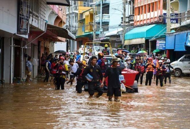 Ngập lụt tại Đông Bắc Thái Lan do mưa lớn và nước sông Mekong dâng cao- Ảnh 1.