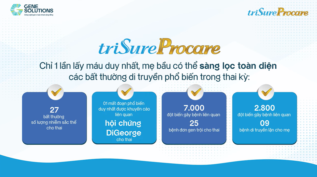 Tri Sure Risk triSure Procare được đánh giá cao về sự toàn diện trong sàng lọc NIPT