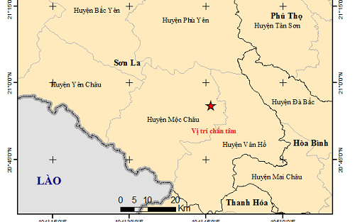 Sơn La động đất 3.3 độ gây rung lắc