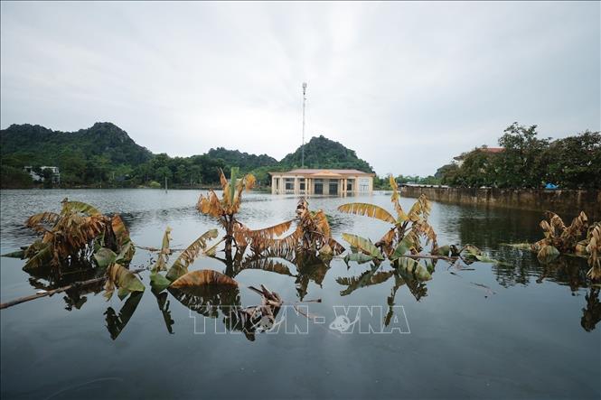 Nước vẫn ngập sâu, đời sống người dân nhiều nơi ở Mỹ Đức (Hà Nội) gặp khó khăn- Ảnh 1.