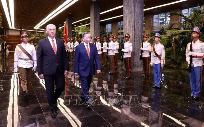 Bí thư Thứ nhất, Chủ tịch nước Cuba chủ trì Lễ đón chính thức Tổng Bí thư, Chủ tịch nước Tô Lâm