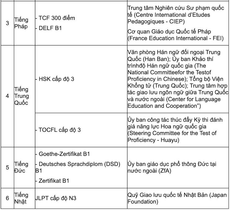 Danh mục chứng chỉ được miễn thi môn Ngoại ngữ năm 2025- Ảnh 2.