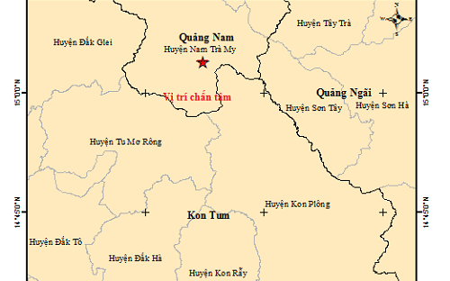 Quảng Nam xảy ra động đất 3.4 độ gây rung lắc