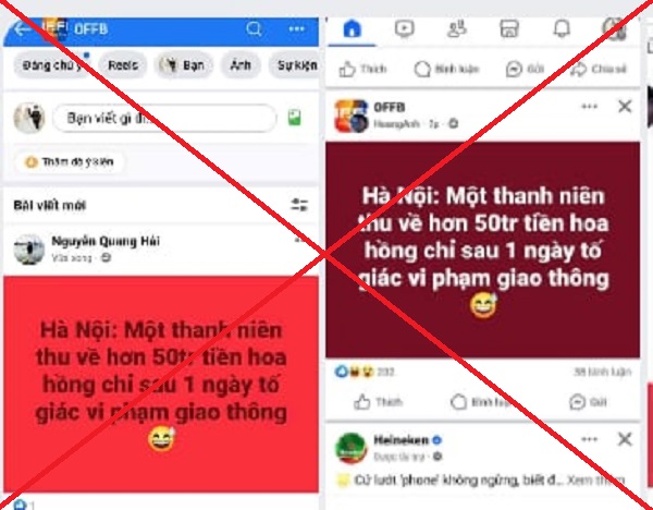 'Thanh niên thu về 50 triệu 'hoa hồng' sau 1 ngày tố giác vi phạm giao thông' là tin bịa đặt- Ảnh 2.