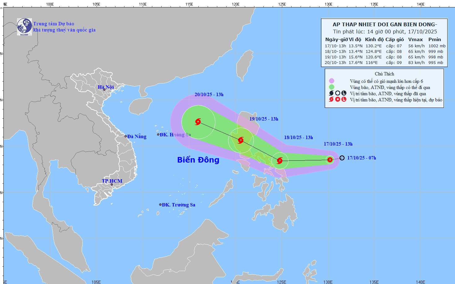 Xuất hiện áp thấp nhiệt đới gần Biển Đông có khả năng mạnh lên thành bão