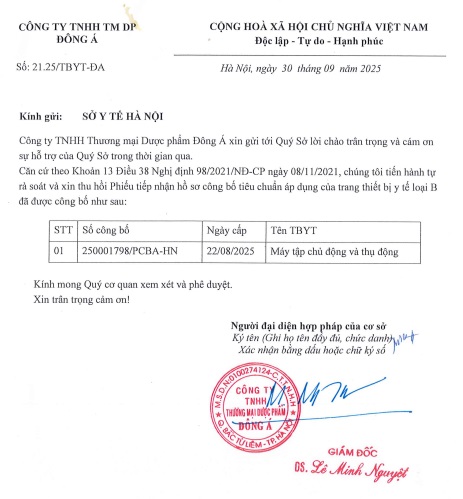 Dược Đông Á tự thu hồi thiết bị phục hồi chức năng chỉ sau 8 ngày đăng ký- Ảnh 1.