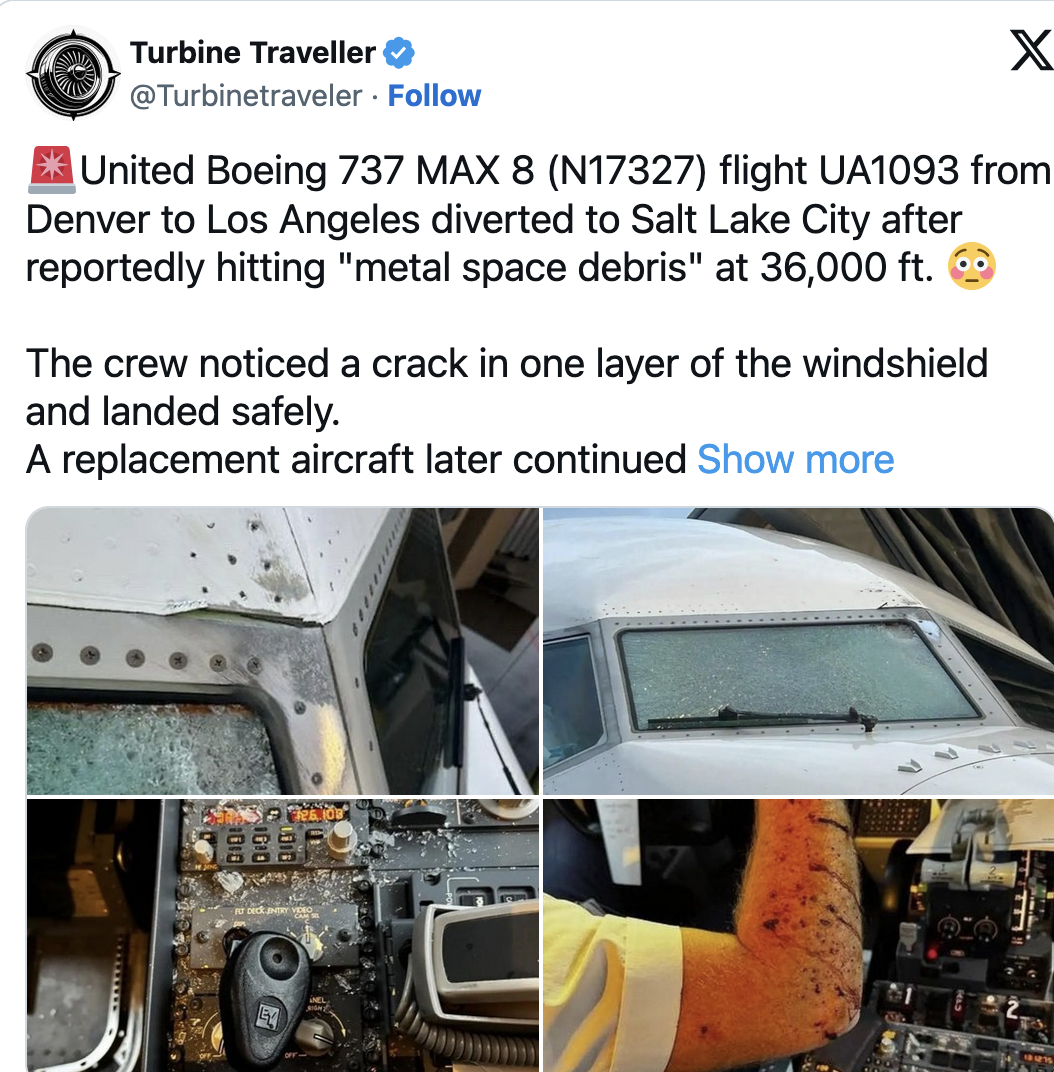 Máy bay Boeing 737 của Mỹ chở 140 người va trúng vật thể bí ẩn giữa không trung- Ảnh 1. Máy bay Boeing 737 của Mỹ chở 140 người va trúng vật thể bí ẩn giữa không trung- Ảnh 1.