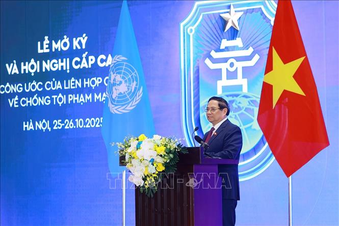Thủ tướng Phạm Minh Chính và Tổng Thư ký Liên hợp quốc dự Họp báo Lễ mở ký Công ước Hà Nội- Ảnh 6. Thủ tướng Phạm Minh Chính và Tổng Thư ký Liên hợp quốc dự Họp báo Lễ mở ký Công ước Hà Nội- Ảnh 6.