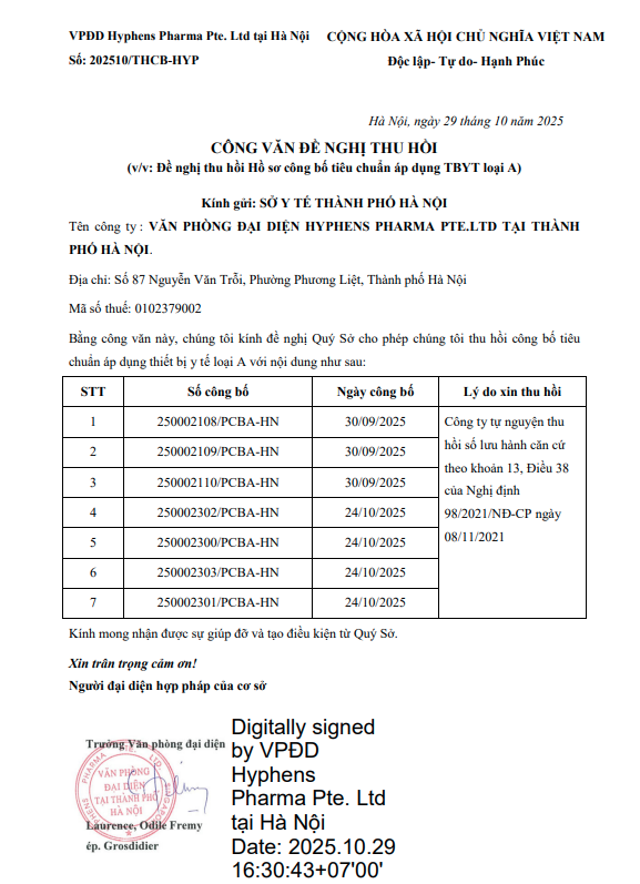 Hyphens Pharma tại Hà Nội thu hồi 7 số công bố sản phẩm- Ảnh 2.