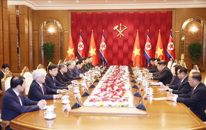 Tổng Bí thư Tô Lâm hội đàm với Tổng Bí thư, Chủ tịch Quốc vụ Triều Tiên Kim Jong Un- Ảnh 4. Tổng Bí thư Tô Lâm hội đàm với Tổng Bí thư, Chủ tịch Quốc vụ Triều Tiên Kim Jong Un- Ảnh 4.