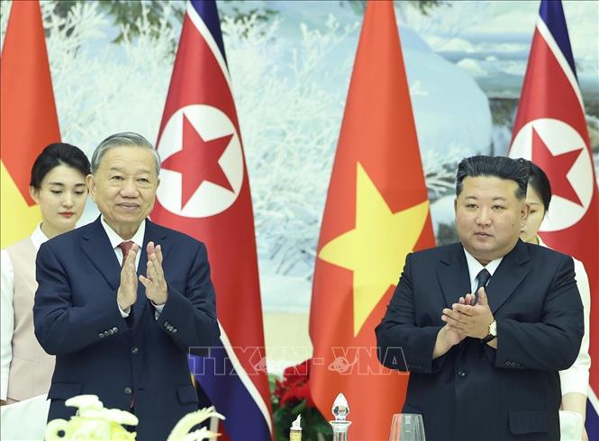 Chiêu đãi chào mừng Tổng Bí thư Tô Lâm thăm cấp Nhà nước tới Triều Tiên- Ảnh 1. Chiêu đãi chào mừng Tổng Bí thư Tô Lâm thăm cấp Nhà nước tới Triều Tiên- Ảnh 1.