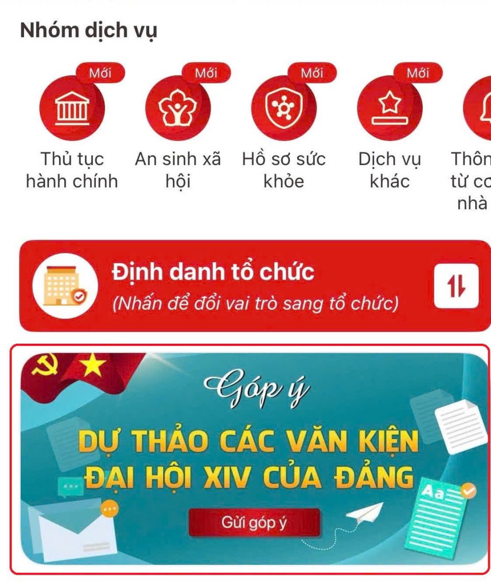 Hướng dẫn góp ý các dự thảo văn kiện trình Đại hội XIV của Đảng trên ứng dụng VNeID- Ảnh 1.