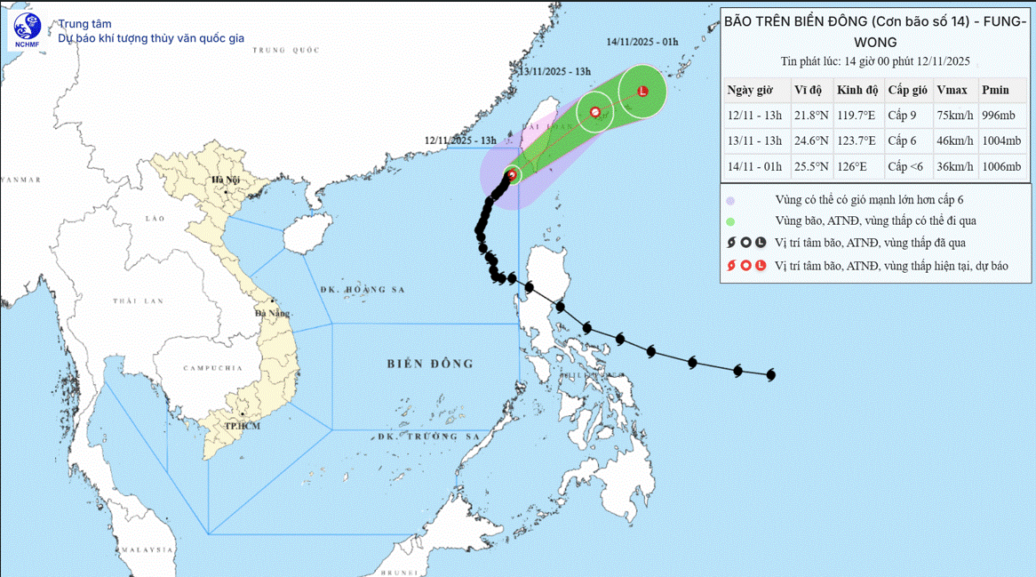 Không khí lạnh tăng cường từ đêm nay, bão số 14 suy yếu trên Biển Đông- Ảnh 2.